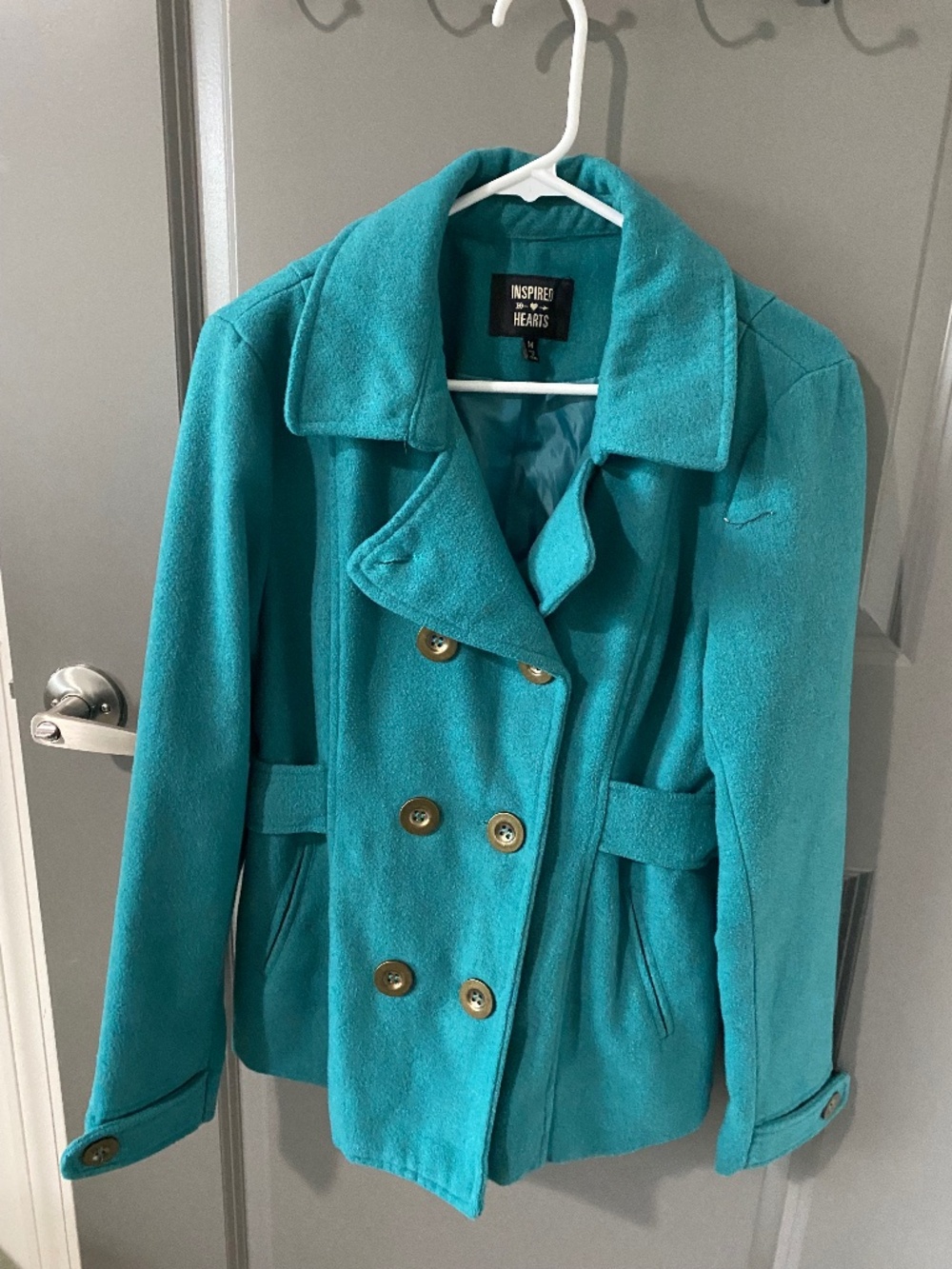 Teal pea coat